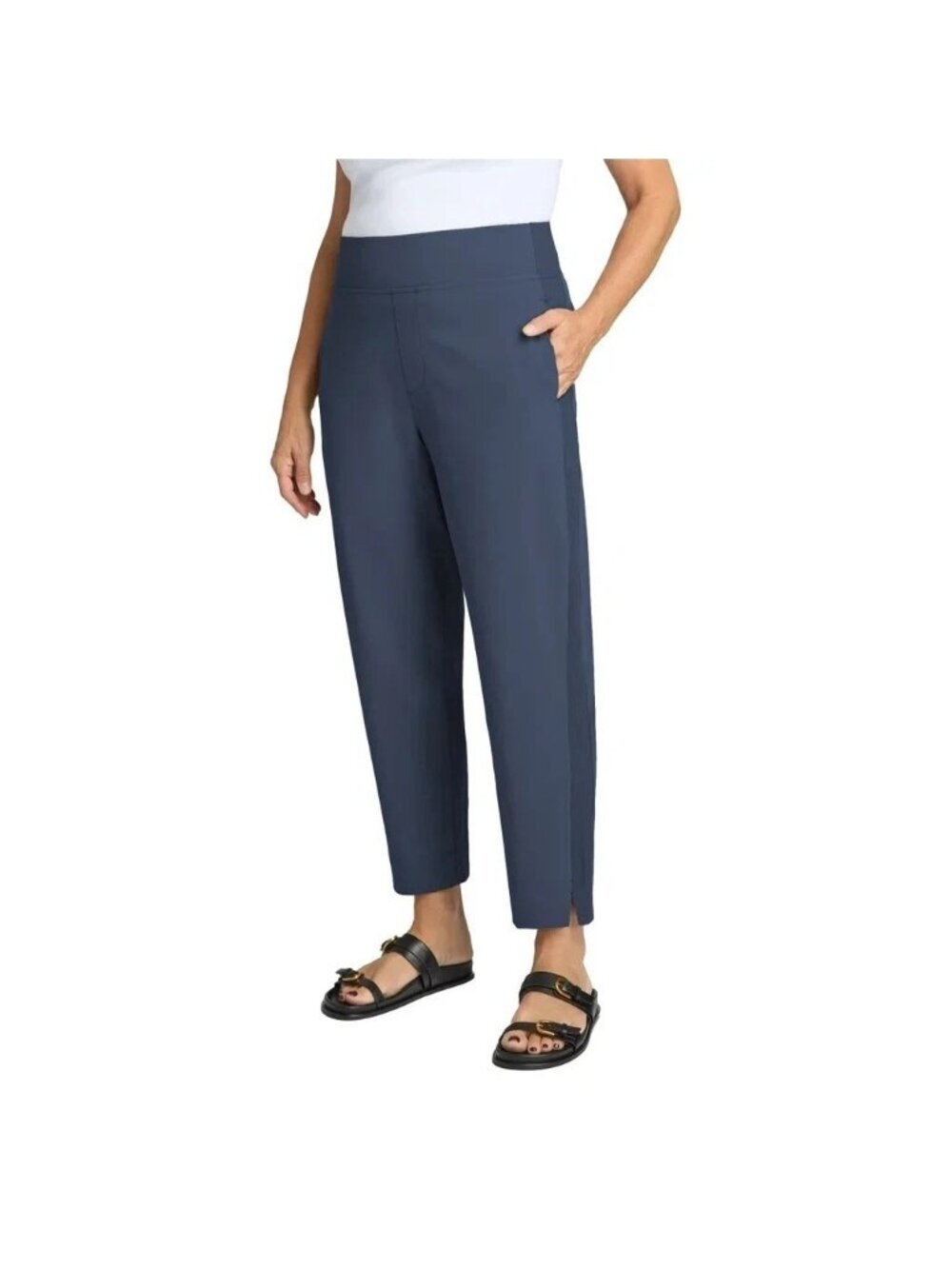 NWT Kirkland Signature Women's M Ribbed Ankle Pants Pull on Side Pockets F1124